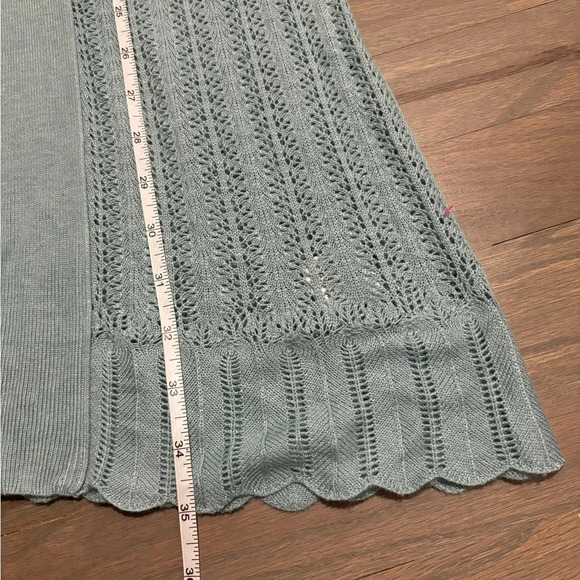 Cabi Dresden Light Blue Pointelle Knit Sweater Cardigan Duster. Medium #813 - Picture 7 of 8